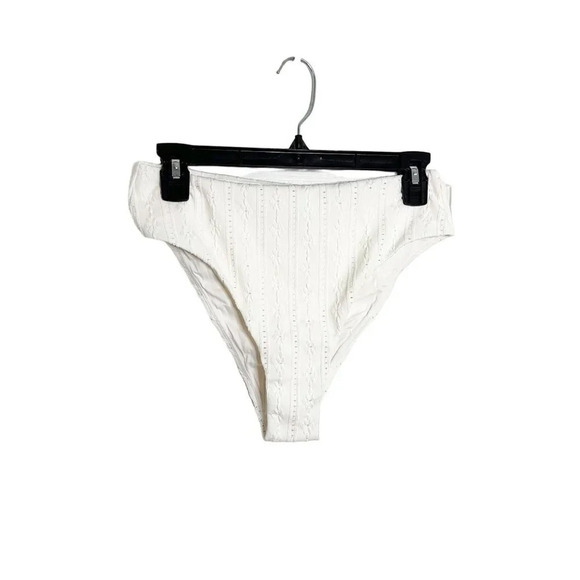 Andie Swim 90's High Waisted Bottom in Eyelet Coconut White Size Small NEW - Picture 2 of 7